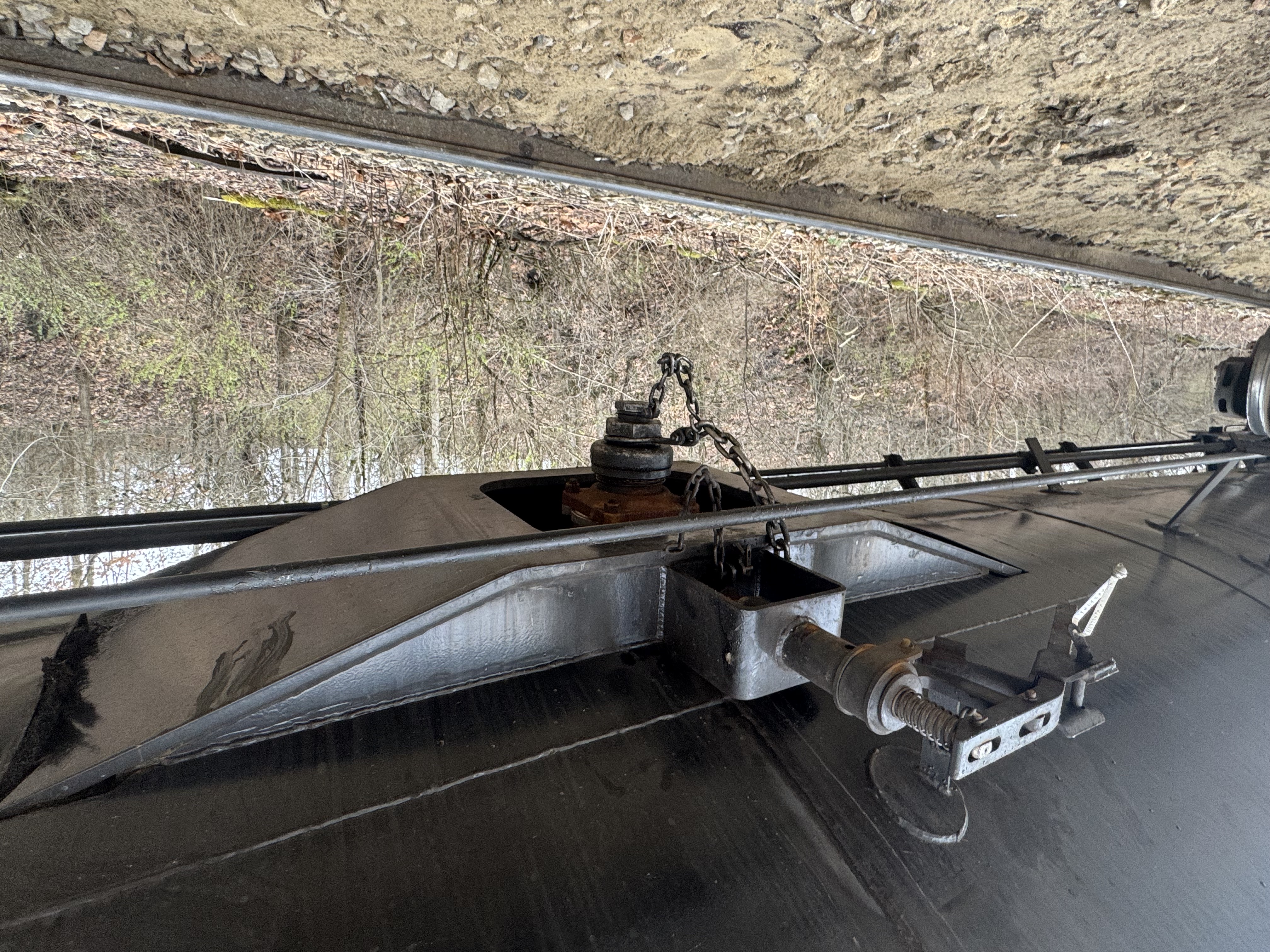 Top view of a DOT-117R100W tank car hatch during inspection at the Cadiz, Ohio terminal